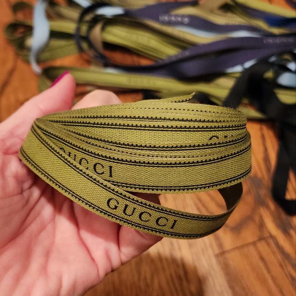 Green Linen Authentic Gucci Ribbon - 111" Long
